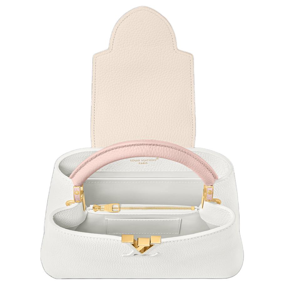 Женская сумка Louis Vuitton Capucines BB (бело-розовая) — фото 3