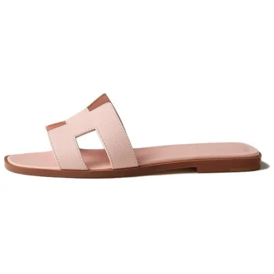HERMES Oran Sandal Rose Pale Epsome Leather