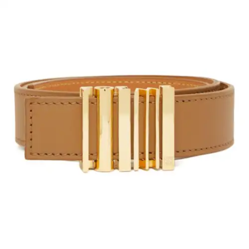 LOEWE Logo Detail, Smooth Buckle Calfskin Leather Belts Women's Brown Width 2.8CM