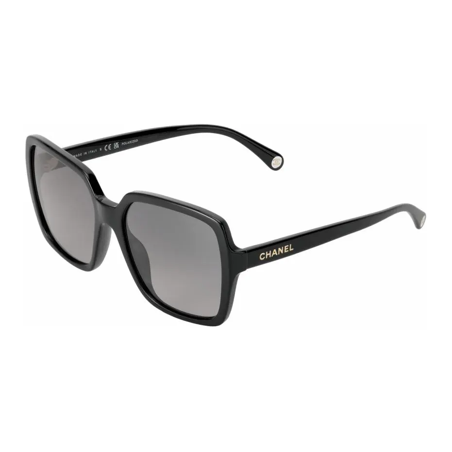 CHANEL Irregular Shape Sunglasses Unisex Black