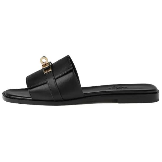 HERMES Giulia Slide Slippers Women's Black