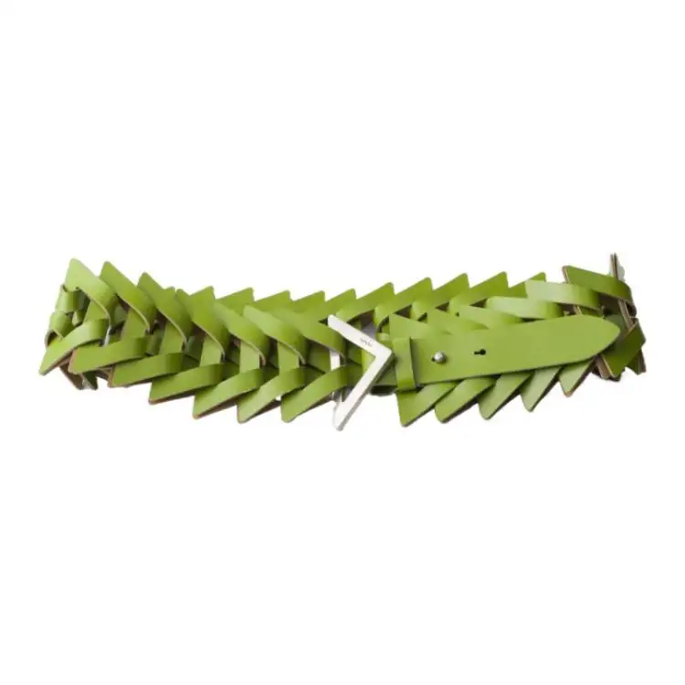 PRADA Metal Leather Belts Men's Green