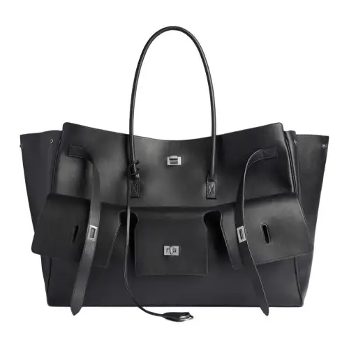 Balenciaga Bel Air Xl Carry All Bag Aged Silver Hardware Black