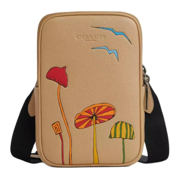 COACH Observed By Us Pebbled Leather Crossbody Bag, Shoulder Bag Mini Women's Tan & Multicolor