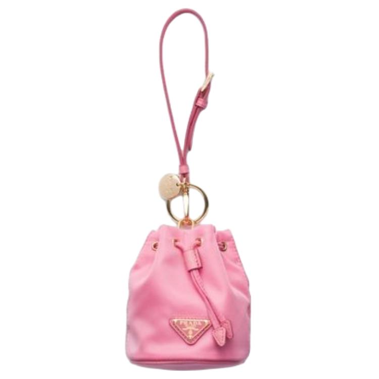 PRADA Brand Logo Recycled Nylon Keychains Unisex Multicolor