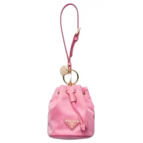 PRADA Brand Logo Recycled Nylon Keychains Unisex Multicolor