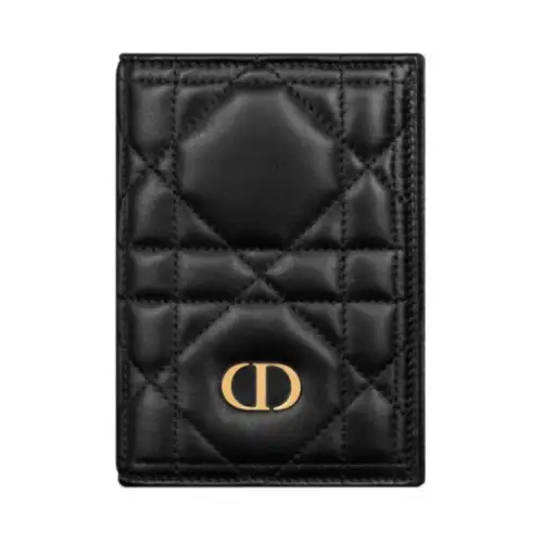 DIOR Lambskin Passport Holder Women's Black