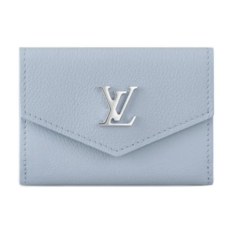 LOUIS VUITTON Calfskin Wallet Mini Women's Washed Blue