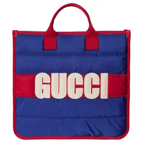 GUCCI Nylon Tote Bag, Shopping Bag, Handbag Kids' Blue & Red