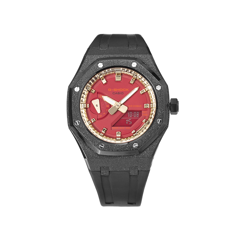 Casio, modified classic quartz silicone watch strap for men and women, red dial, custom-made, quartz mechanism, Japanese and Korean
