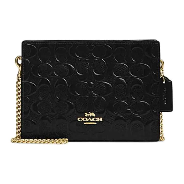 COACH Cow Split Leather Shoulder Bag, Crossbody Bag Small Women's Black