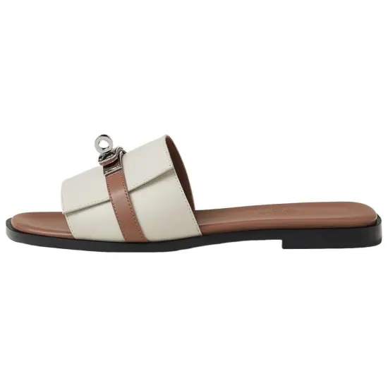 HERMES Giulia Slide Slippers Women's Beige
