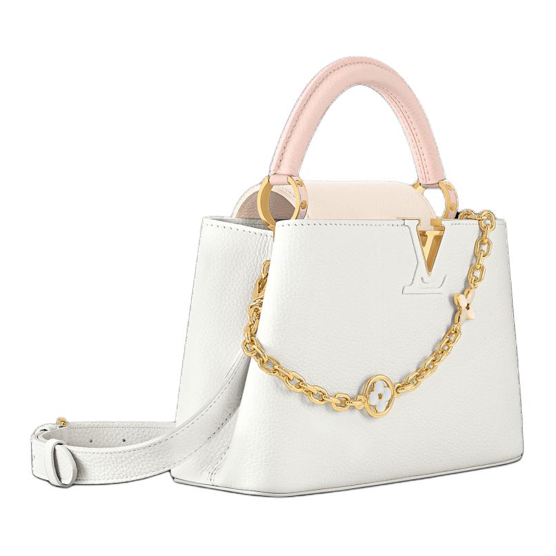 Женская сумка Louis Vuitton Capucines BB (бело-розовая) — фото 2