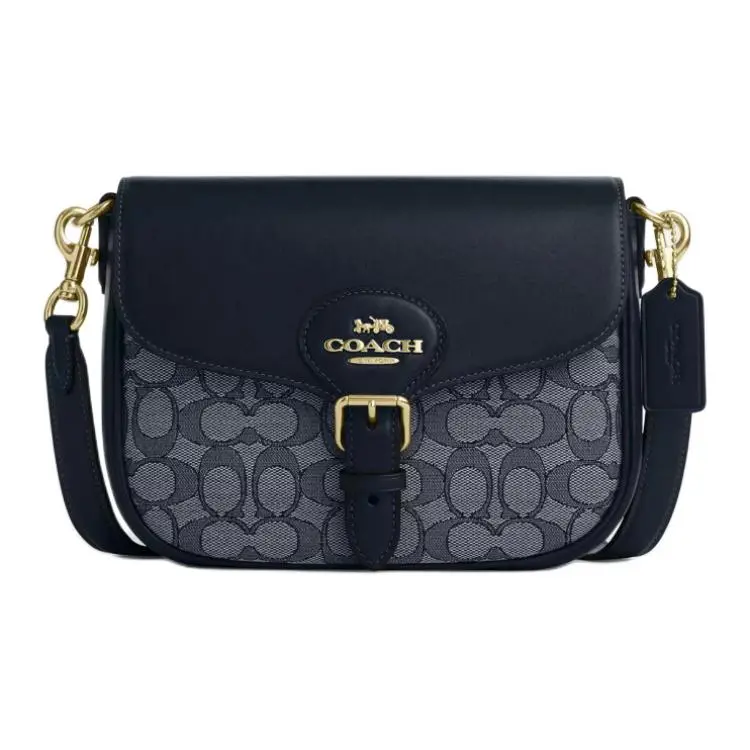 COACH Amelia Jacquard With Leather Shoulder Bag, Crossbody Bag Medium Women's Midnight Marine