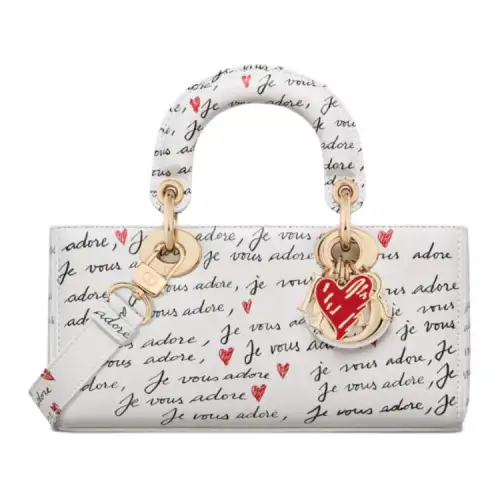 DIOR Lady D JOY Calfskin Shoulder Bag, Crossbody Bag, Handbag Small Women's White