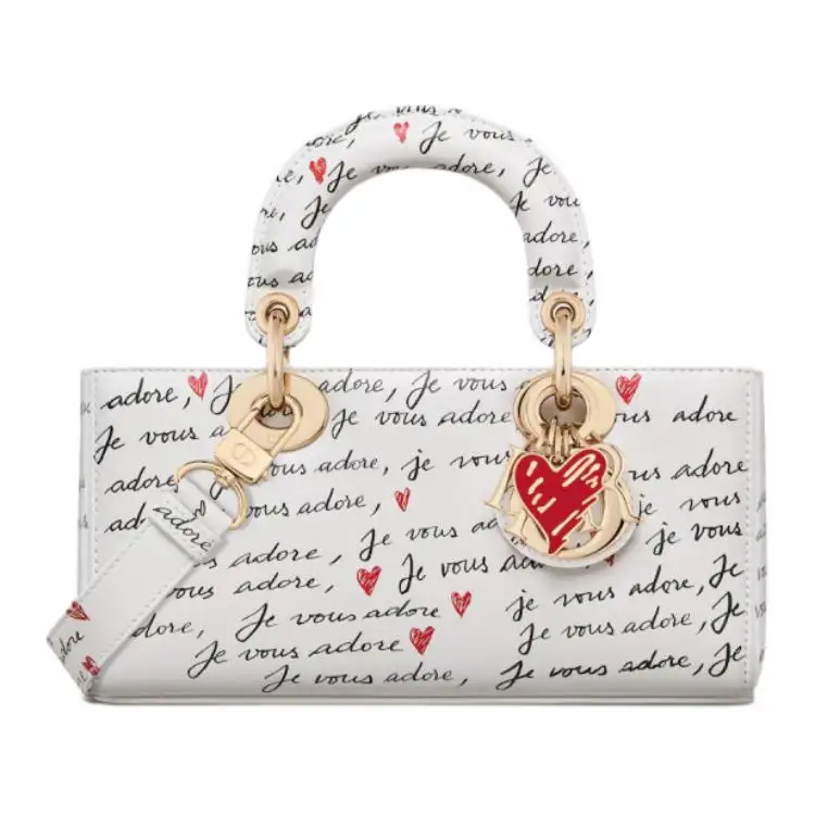 DIOR Lady D JOY Calfskin Shoulder Bag, Crossbody Bag, Handbag Small Women's White