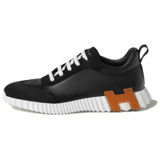HERMES Bouncing Casual Shoes Men Low-Top Black