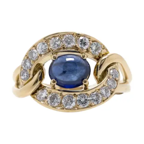 Cartier 1980s Pre-owned 18kt Yellow Gold Diamond And Sapphire Ring