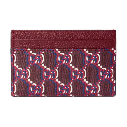 GUCCI Canvas With Leather Card Holder Women's Red
