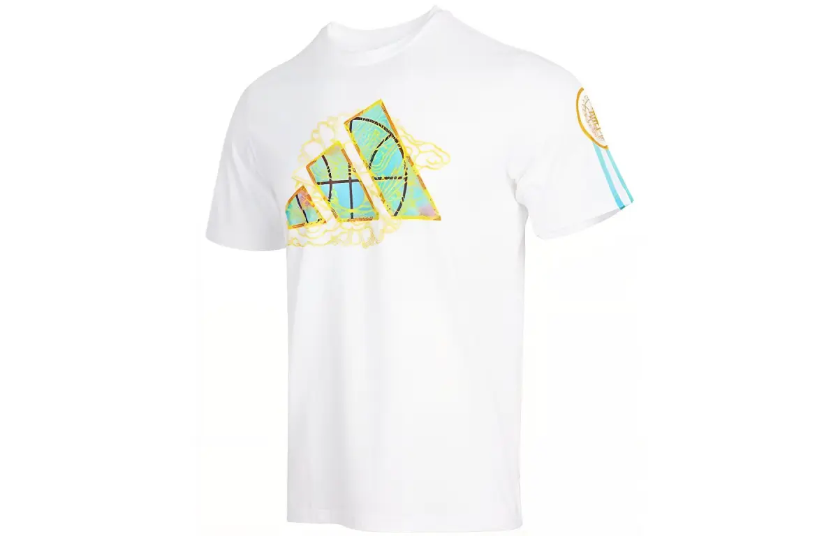Adidas T-Shirts Men's White Crew Neck Moderate Straight Fit