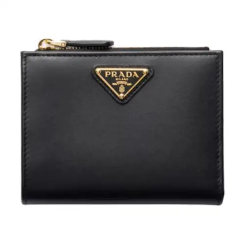 PRADA Leather Wallet Small Women's Black