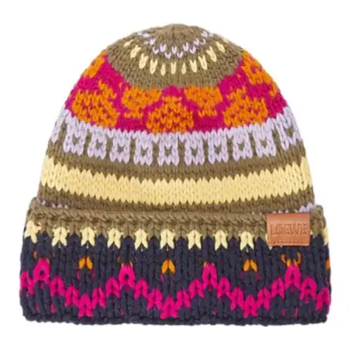 LOEWE Wool, Calfskin Beanies Women's Multicolor