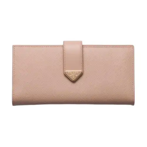 PRADA Saffiano Smooth Leather Wallet Large Women's Pink