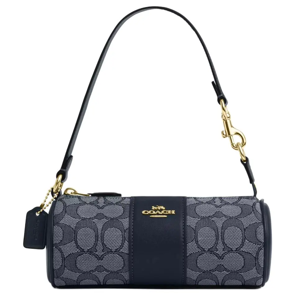 COACH Nolita Jacquard With Smooth Leather Handbag, Shoulder Bag Small Women's Midnight Marine Blue