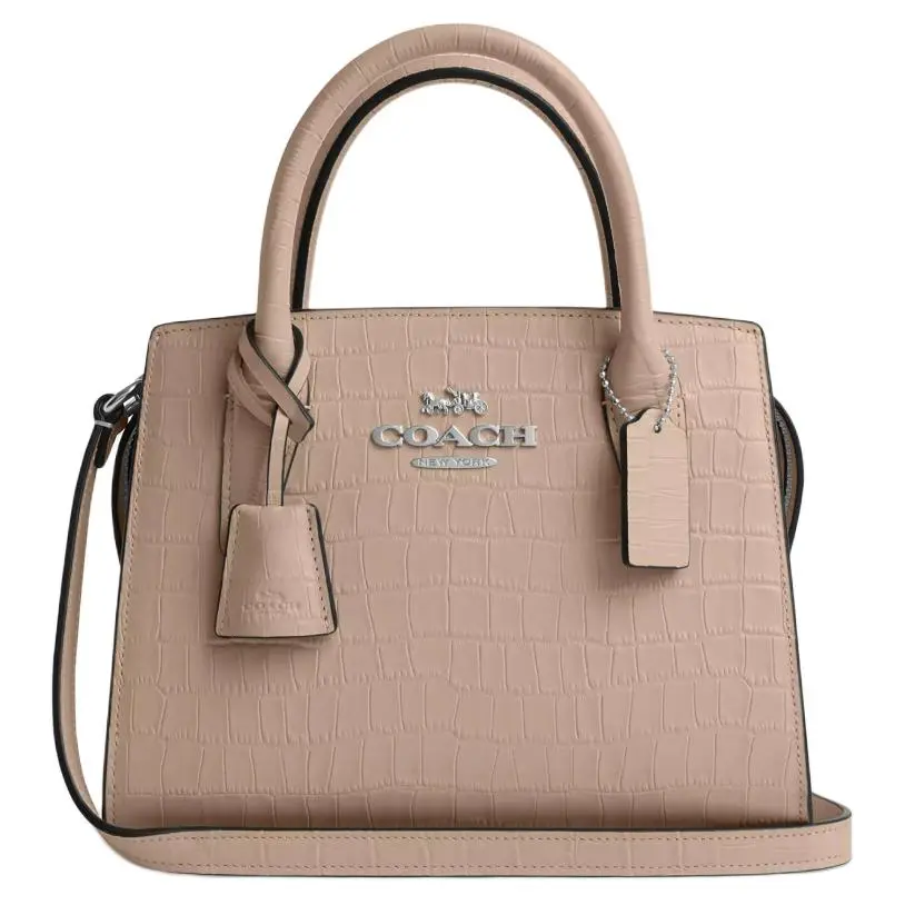 COACH ANDREA CARRYALL Crocodile Embossed Leather One Shoulder Crossbody Handbags Small Women's Stone Color