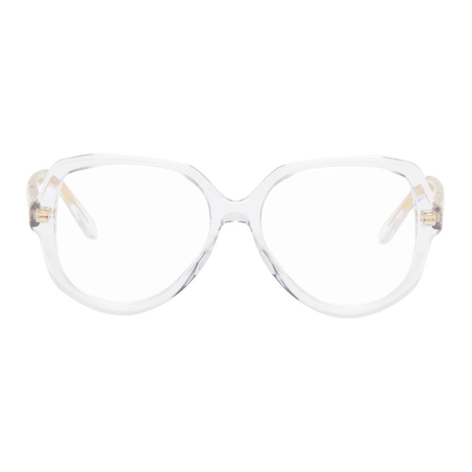 LOEWE Brand Logo Acetate Irregular Shape Eyeglass Frames Women's Transparent