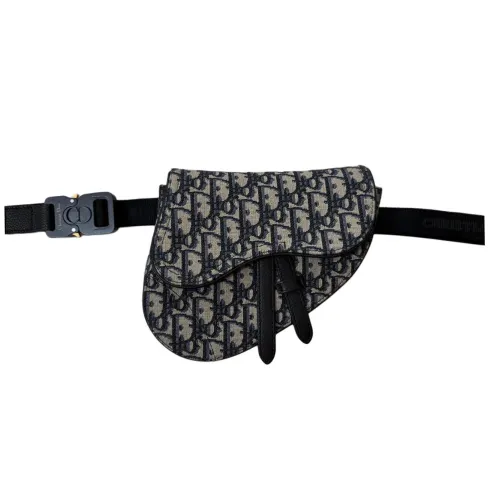 DIOR Saddle Jacquard Fabric Saddle Bag, Fanny Pack, Sling Bag, Crossbody Bag, Shoulder Bag Men's Black Beige