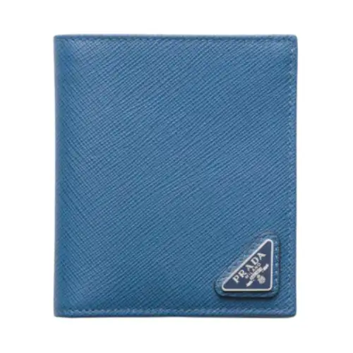 PRADA Saffiano Leather Wallet Women's Pilot Blue