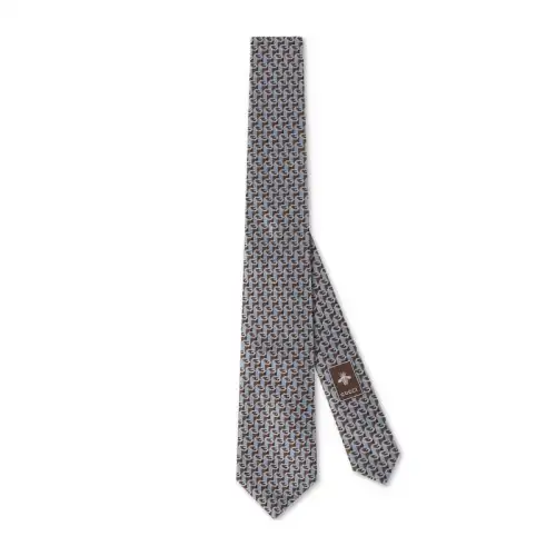 GUCCI G Silk Ties Men's Light Blue/Brown