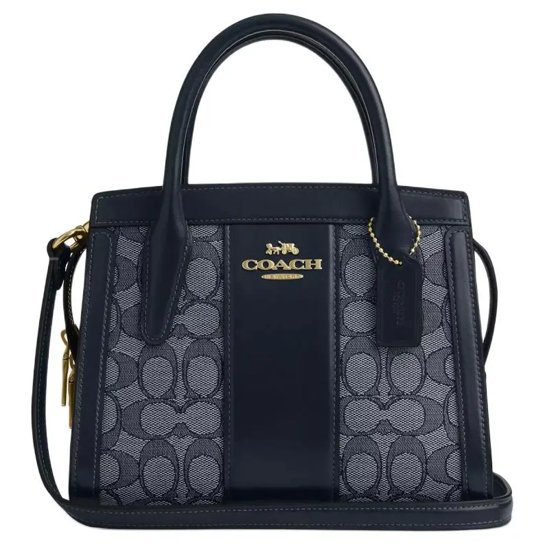COACH Andrea Jacquard With Calfskin Shoulder Bag, Crossbody Bag, Handbag Small Women's Midnight Marine Blue