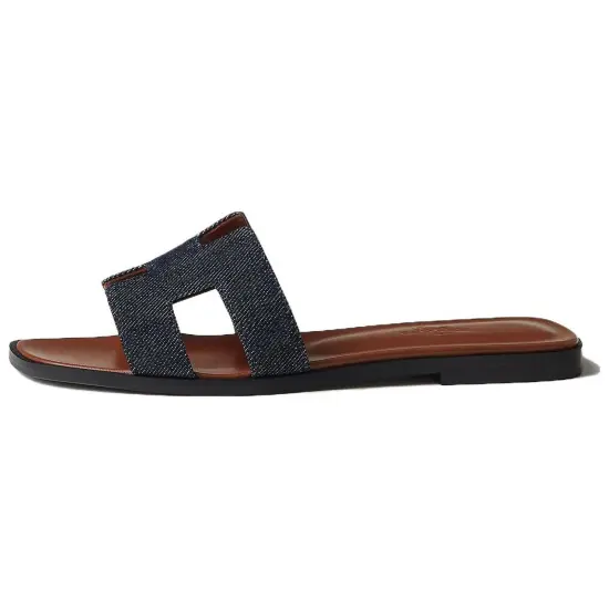 HERMES Oran Slide Slippers Women's Original Blue