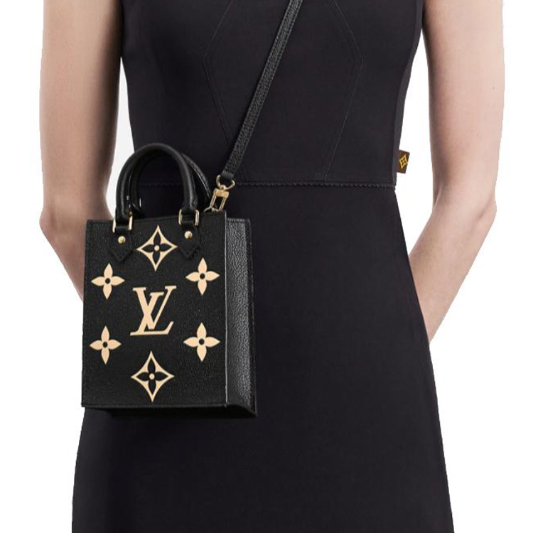 Женская сумка Louis Vuitton LOUIS VUITTON Petit Sac Plat (черно-бежевый) — фото 7