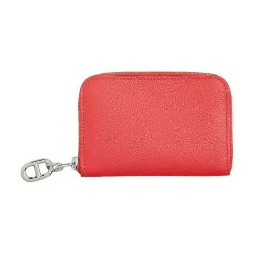 HERMES Zipengo Evercolor Leather Card Holder Women's 0E Rose Texas Pink