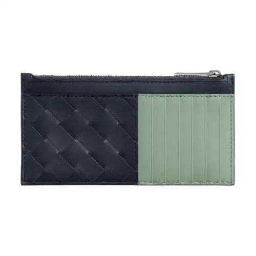 Bottega Veneta Intrecciato Calfskin Wallet Men's Black & Green