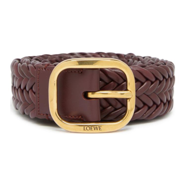 LOEWE Badge Woven, Pin Buckle Calfskin, Metal Leather Belts Women's Brown