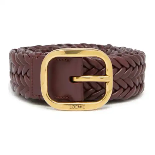 LOEWE Badge Woven, Pin Buckle Calfskin, Metal Leather Belts Women's Brown
