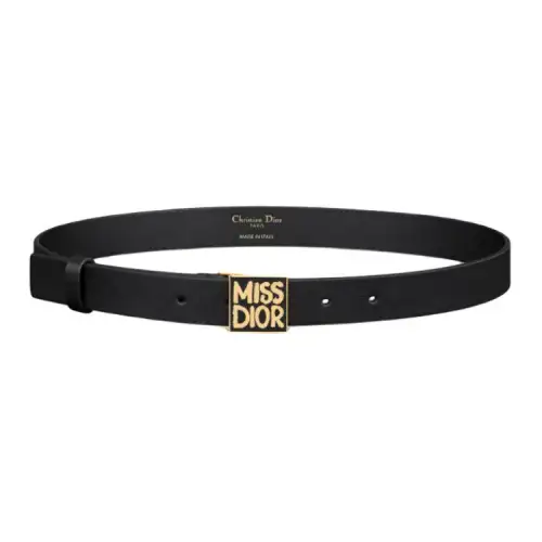 DIOR Cow Leather Belts Women's Black Width 2.5cm