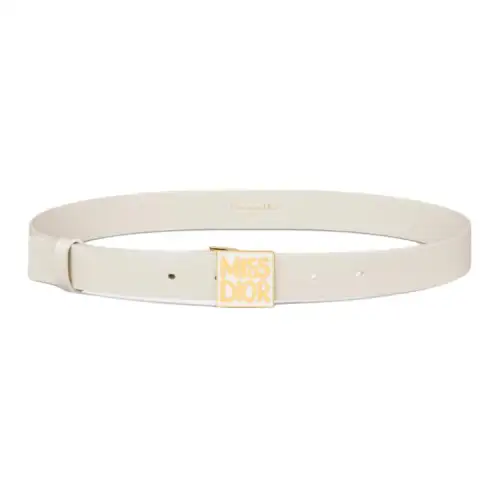 DIOR Belt Cow Leather Belts Women's Milk White Width 2.5cm