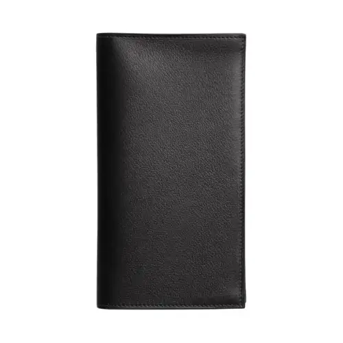HERMES Citizen Twill Evergrain Calfskin Wallet Men's Black & Tanzanian Blue