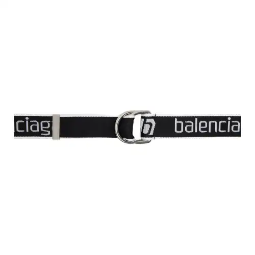Balenciaga Jacquard Logo Pattern Detail Fabric Belts Men's Black Width 4CM