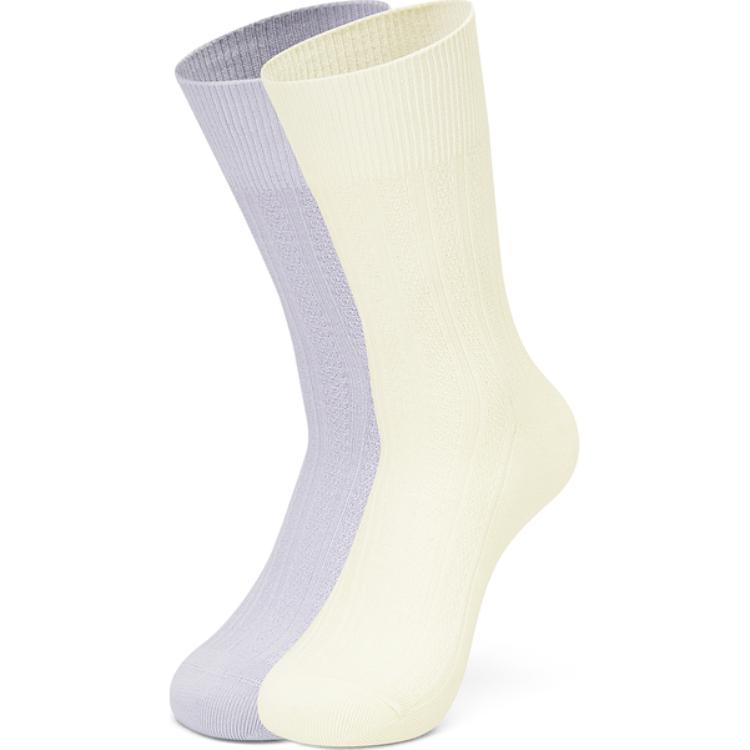 Skechers Elegant Diamond Collection Crew Socks Unisex 2 Pack Cannoli Cream/Orchid Purple