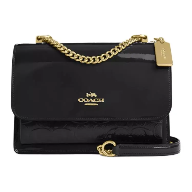 COACH Klare Smooth Leather With Patent Leather Shoulder Bag, Crossbody Bag Small Women's Black