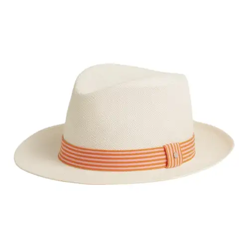 HERMES Straw Top Hats Men's Orange Brown
