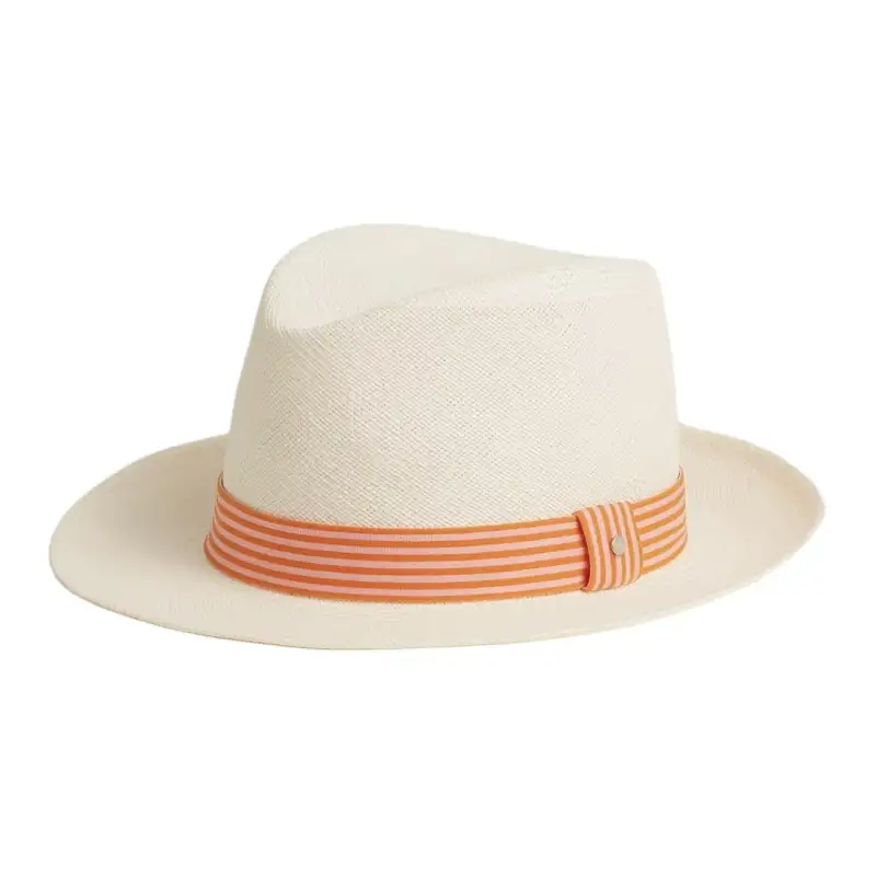 HERMES Straw Top Hats Men's Orange Brown