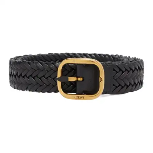 LOEWE Woven Decoration Calfskin Leather Belts Women's Black