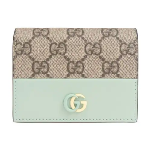 GUCCI GG Marmont Canvas Card Holder Women's Ebony & Light Green